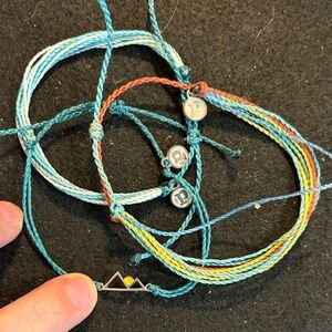Handmade Trio Multicolor String Bracelets with Mountain Charm